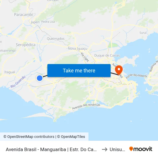 Avenida Brasil - Manguariba | Estr. Do Campinho to Unisuam map