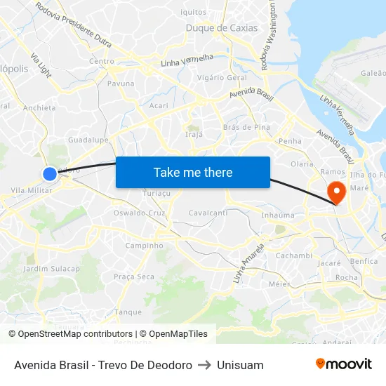 Avenida Brasil - Trevo De Deodoro to Unisuam map