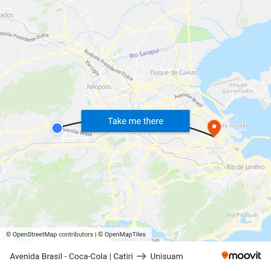 Avenida Brasil - Coca-Cola | Catiri to Unisuam map