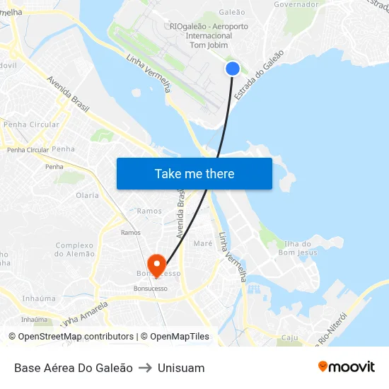 Base Aérea Do Galeão to Unisuam map