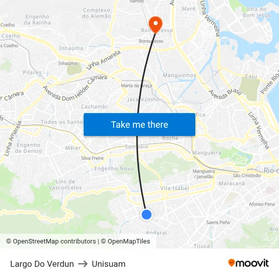 Largo Do Verdun to Unisuam map