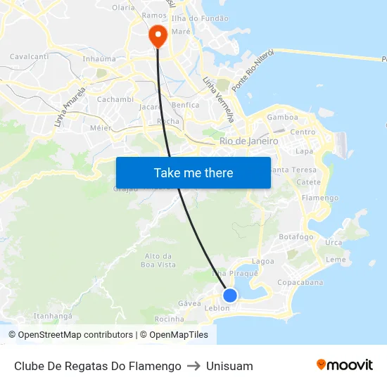 Clube De Regatas Do Flamengo to Unisuam map