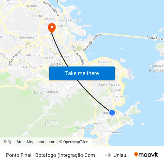 Ponto Final - Botafogo (Integração Com Metrô) to Unisuam map