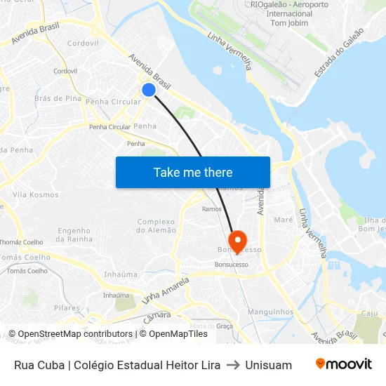Rua Cuba | Colégio Estadual Heitor Lira to Unisuam map