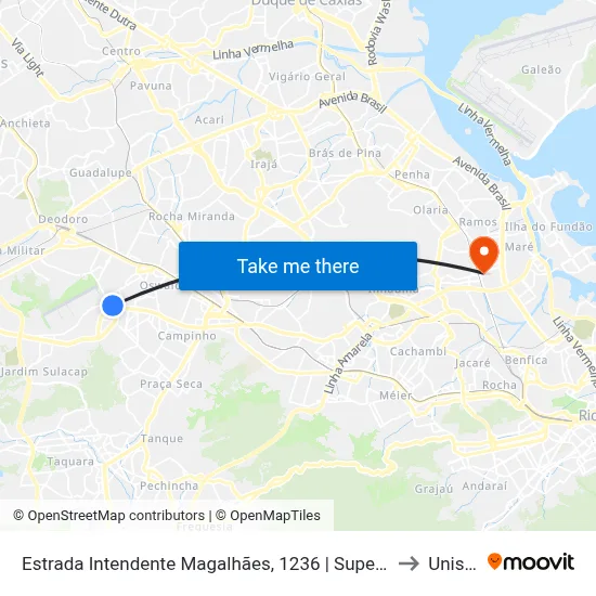 Estrada Intendente Magalhães, 1236 | Supermercado Guanabara to Unisuam map