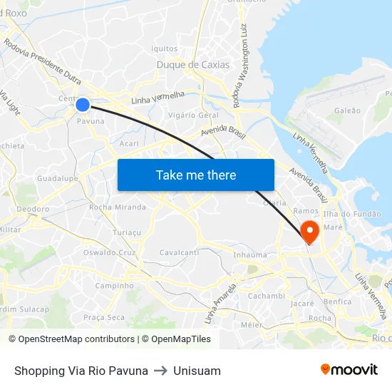 Shopping Via Rio Pavuna to Unisuam map