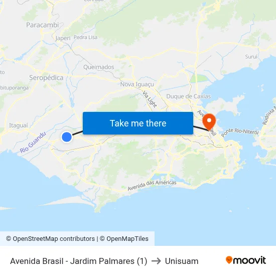 Avenida Brasil - Jardim Palmares (1) to Unisuam map