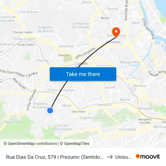 Rua Dias Da Cruz, 579 | Prezunic (Sentido Méier) to Unisuam map