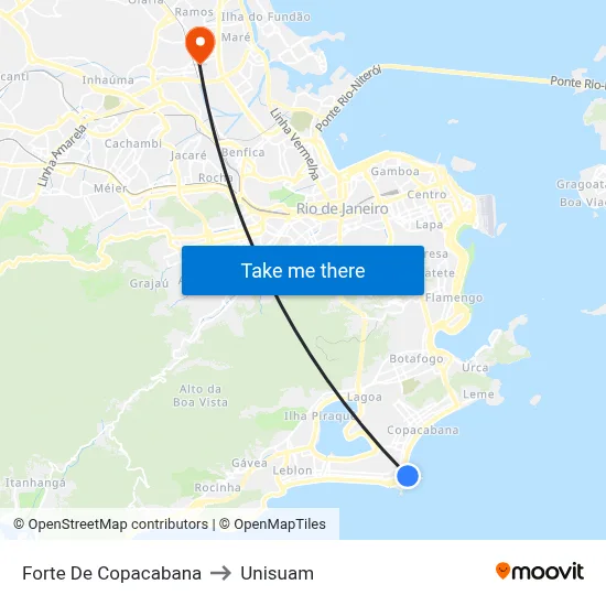 Forte De Copacabana to Unisuam map