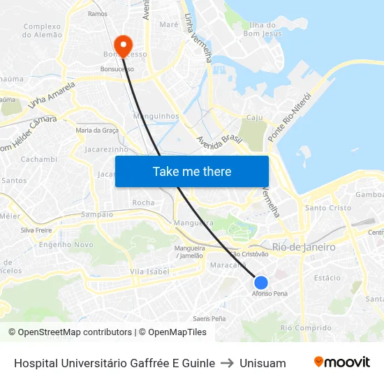 Hospital Universitário Gaffrée E Guinle to Unisuam map
