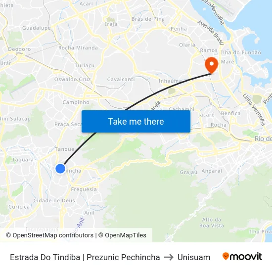 Estrada Do Tindiba | Prezunic Pechincha to Unisuam map