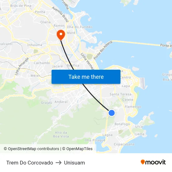 Trem Do Corcovado to Unisuam map