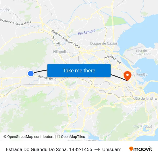 Estrada Do Guandú Do Sena, 1432-1456 to Unisuam map
