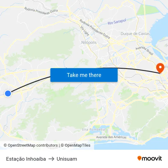 Estação Inhoaíba to Unisuam map