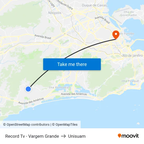 Record Tv - Vargem Grande to Unisuam map