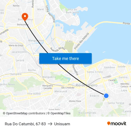 Rua Do Catumbi, 67-83 to Unisuam map