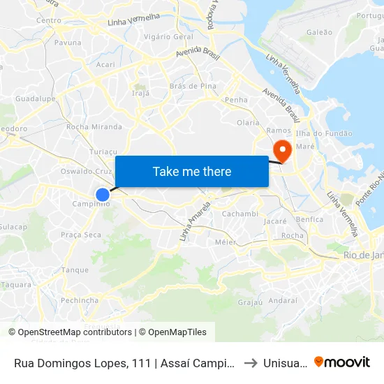 Rua Domingos Lopes, 111 | Assaí Campinho to Unisuam map