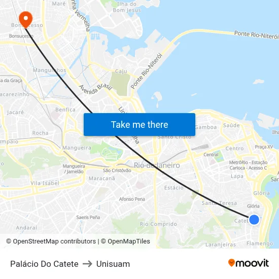 Palácio Do Catete to Unisuam map