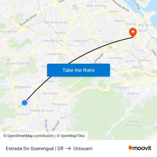 Estrada Do Guerenguê | Dfl to Unisuam map