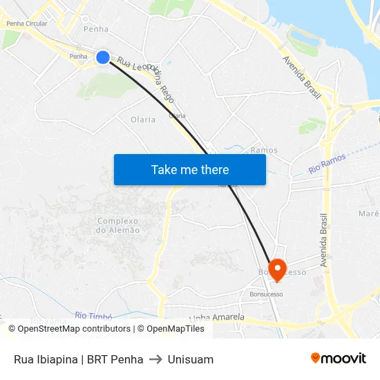 Rua Ibiapina | BRT Penha to Unisuam map