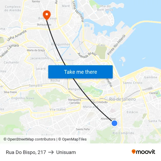Rua Do Bispo, 217 to Unisuam map
