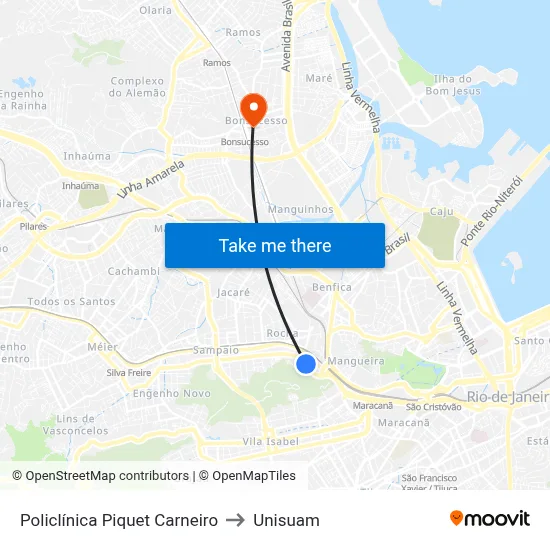 Policlínica Piquet Carneiro to Unisuam map