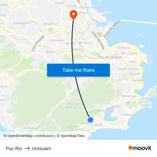 Puc Rio to Unisuam map