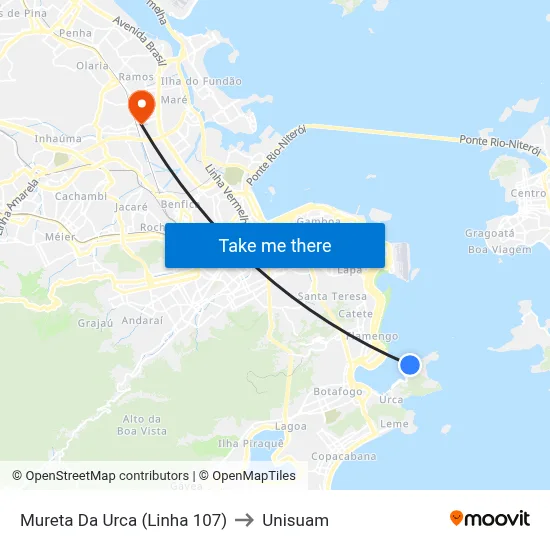 Mureta Da Urca (Linha 107) to Unisuam map