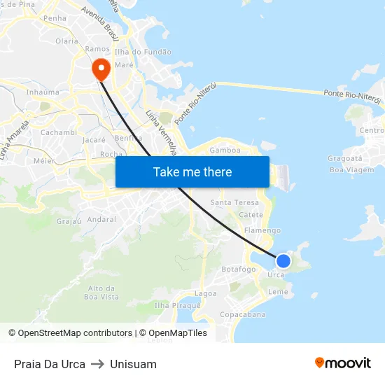 Praia Da Urca to Unisuam map