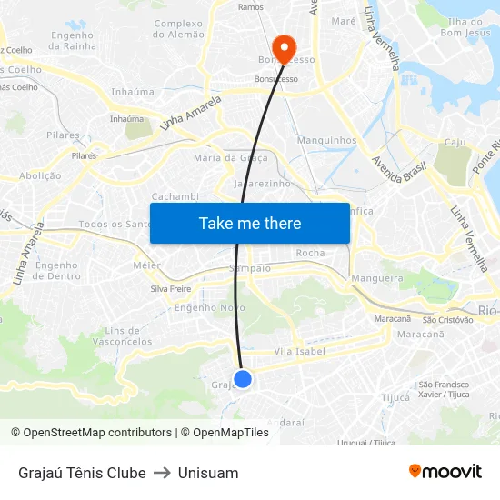 Grajaú Tênis Clube to Unisuam map