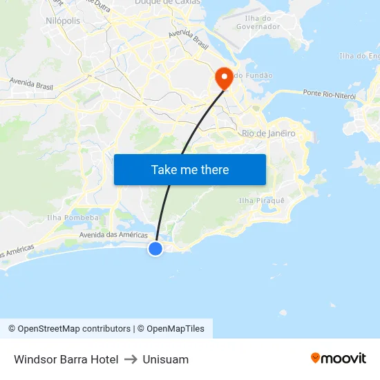 Windsor Barra Hotel to Unisuam map