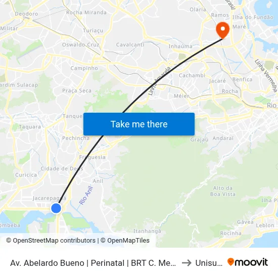Av. Abelardo Bueno | Perinatal | BRT C. Metropolitano to Unisuam map