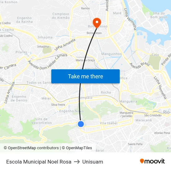 Escola Municipal Noel Rosa to Unisuam map