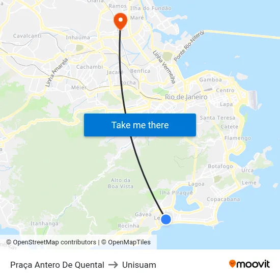 Praça Antero De Quental to Unisuam map