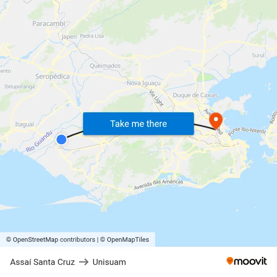 Assaí Santa Cruz to Unisuam map