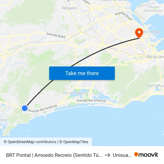 BRT Pontal | Amoedo Recreio (Sentido Túnel) to Unisuam map