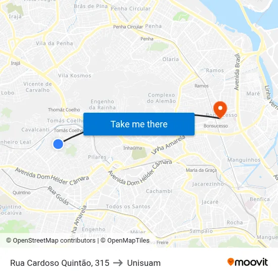 Rua Cardoso Quintão, 315 to Unisuam map