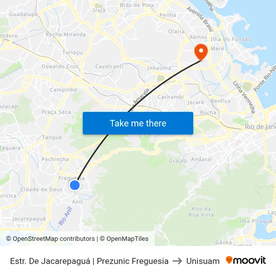 Estr. De Jacarepaguá | Prezunic Freguesia to Unisuam map