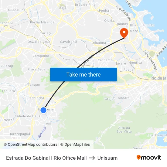Estrada Do Gabinal | Rio Office Mall to Unisuam map