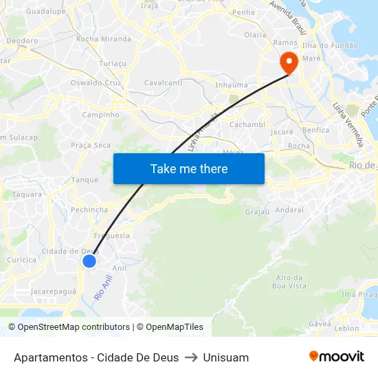 Apartamentos - Cidade De Deus to Unisuam map