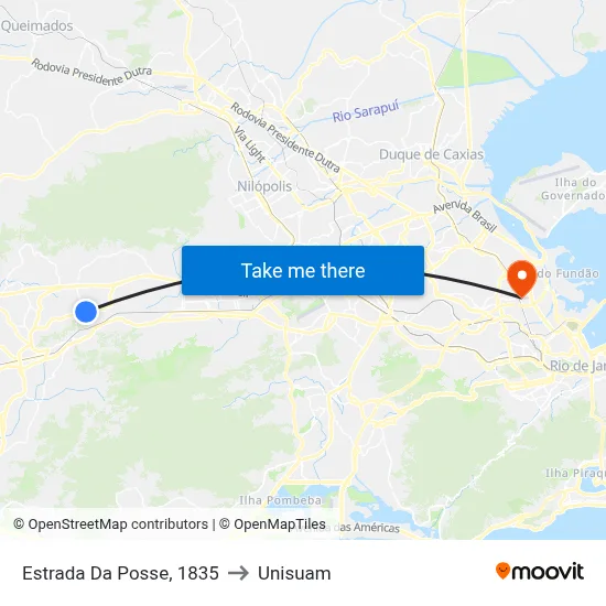 Estrada Da Posse, 1835 to Unisuam map