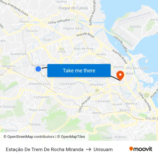 Estação De Trem De Rocha Miranda to Unisuam map
