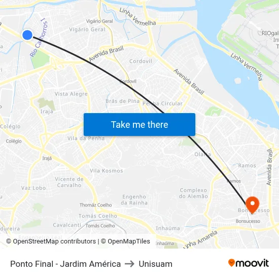 Ponto Final - Jardim América to Unisuam map