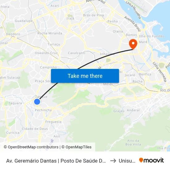 Av. Geremário Dantas | Posto De Saúde Do Tanque to Unisuam map