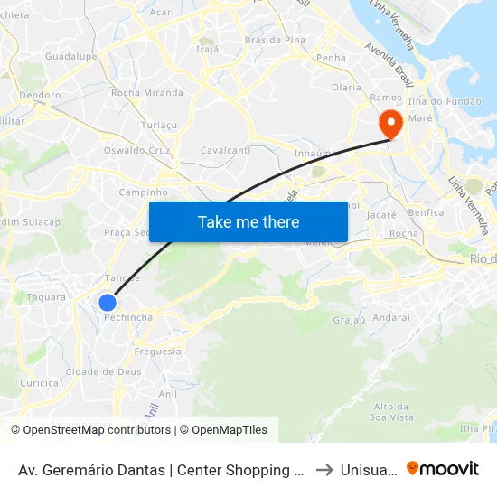 Av. Geremário Dantas | Center Shopping Rio to Unisuam map