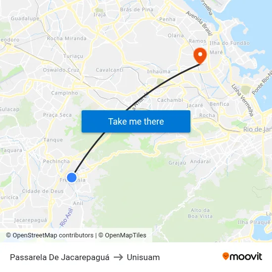 Passarela De Jacarepaguá to Unisuam map