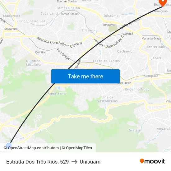 Estrada Dos Três Rios, 529 to Unisuam map
