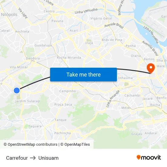 Carrefour to Unisuam map
