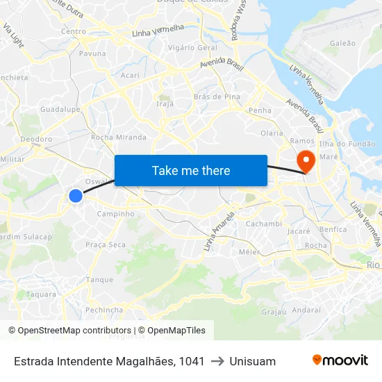 Estrada Intendente Magalhães, 1041 to Unisuam map