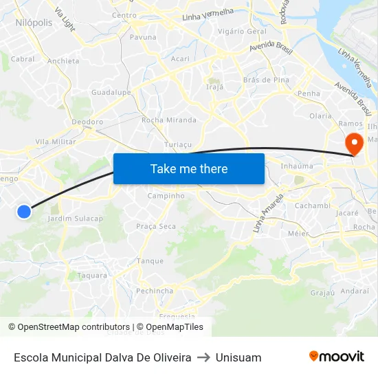 Escola Municipal Dalva De Oliveira to Unisuam map